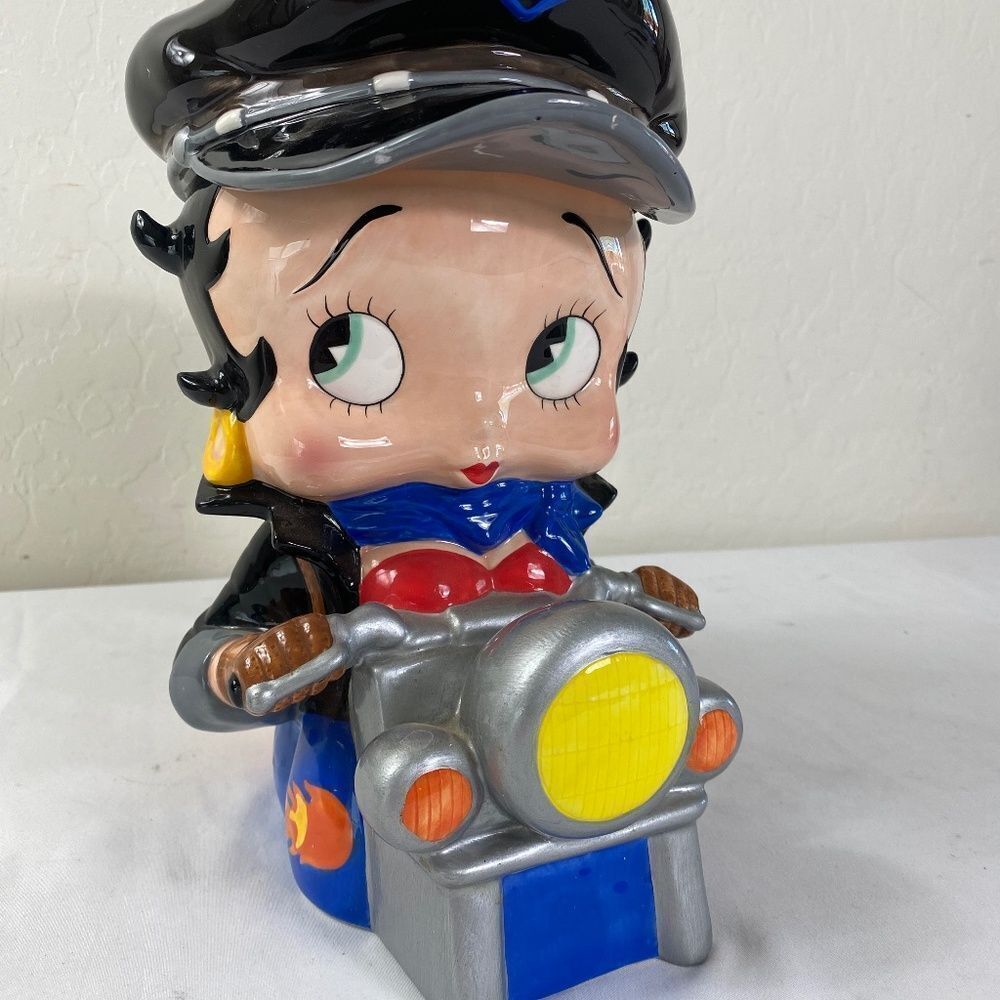 Biker Betty Boop handmade 2000 ceramic cookie jar